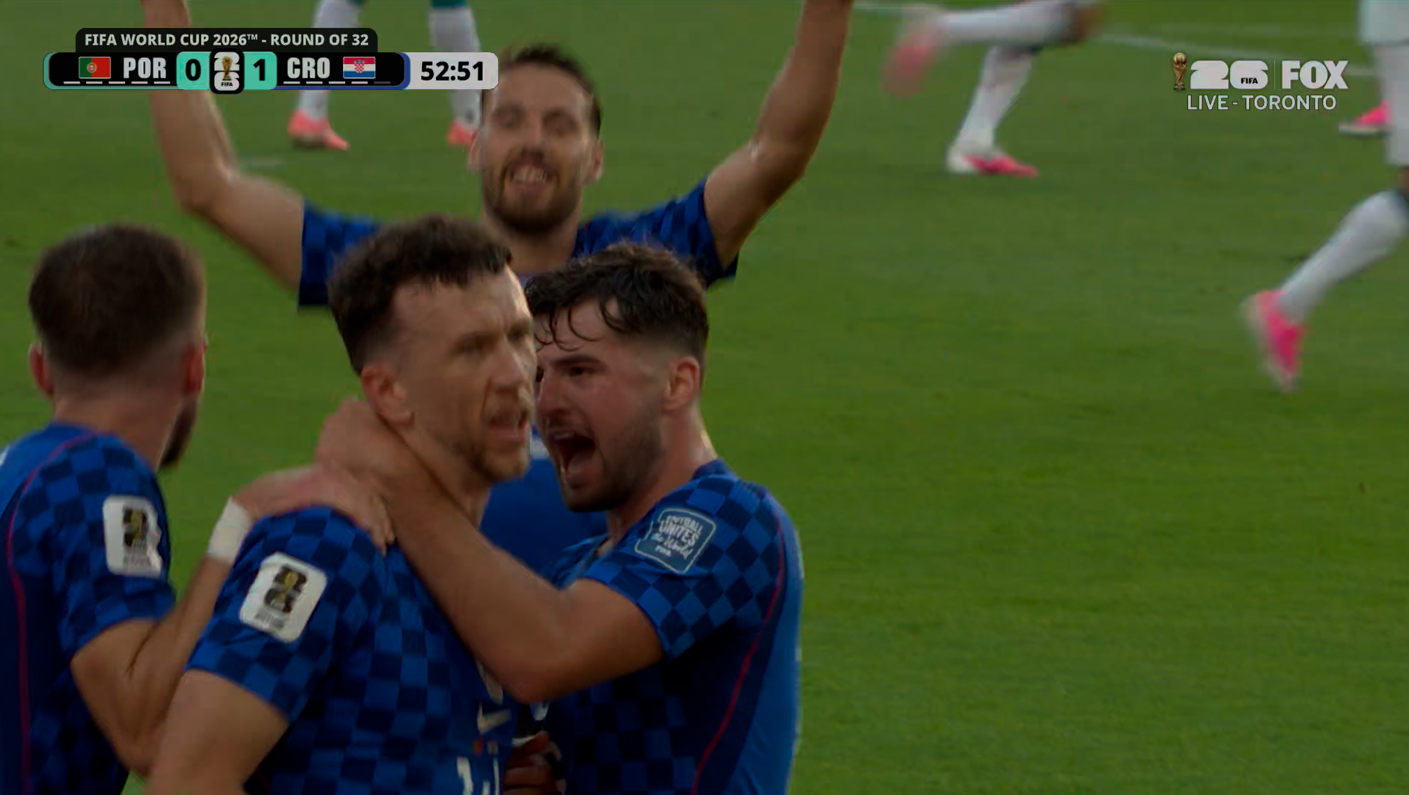 2026国际足联世界杯 32强葡萄牙对阵克罗地亚BO1，53分钟，克罗地亚率先进