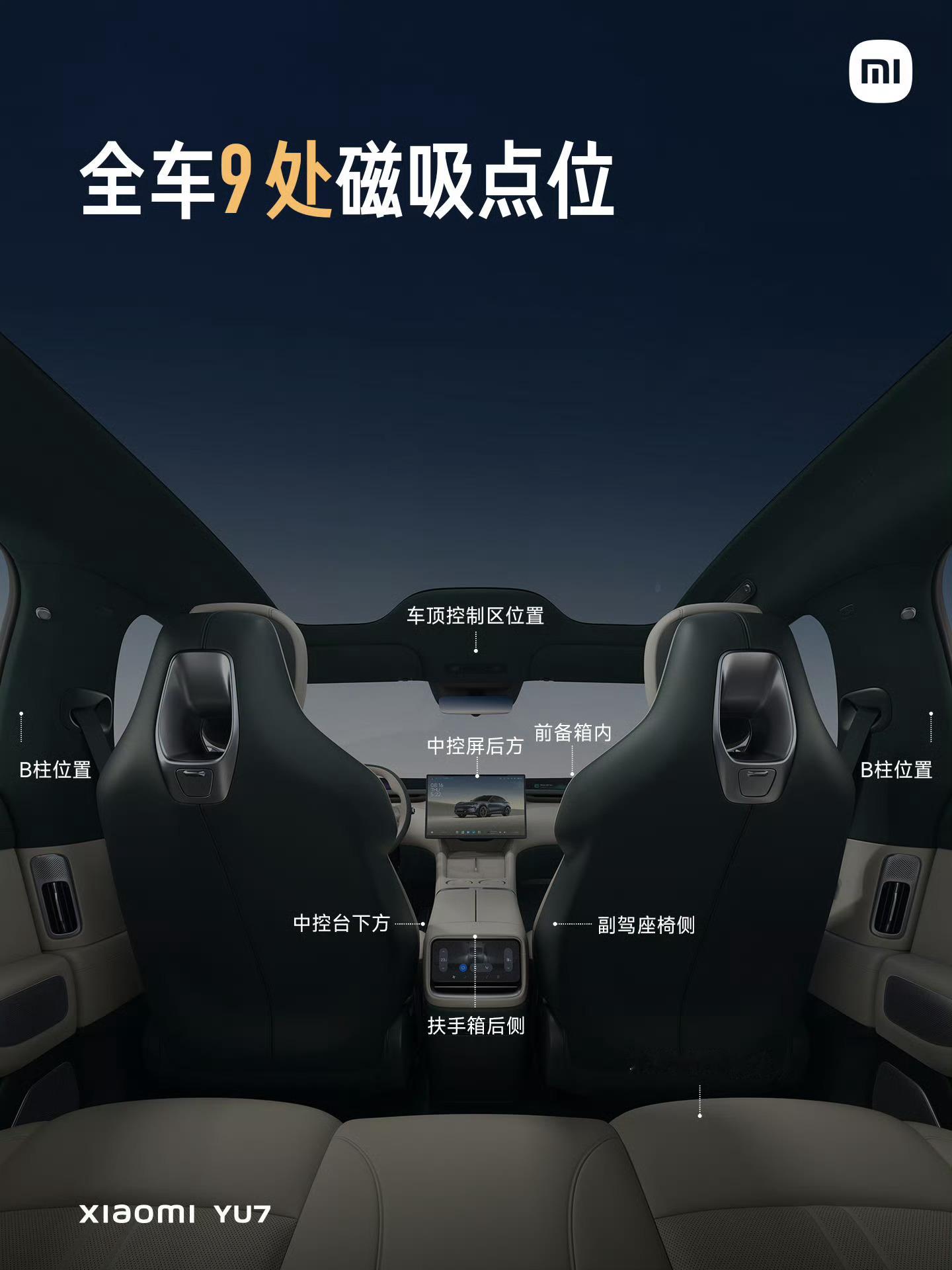 我去！小米YU7 这个新功能太酷了吧[傻眼]全车有9处隐藏式磁吸点位，什么纸巾盒