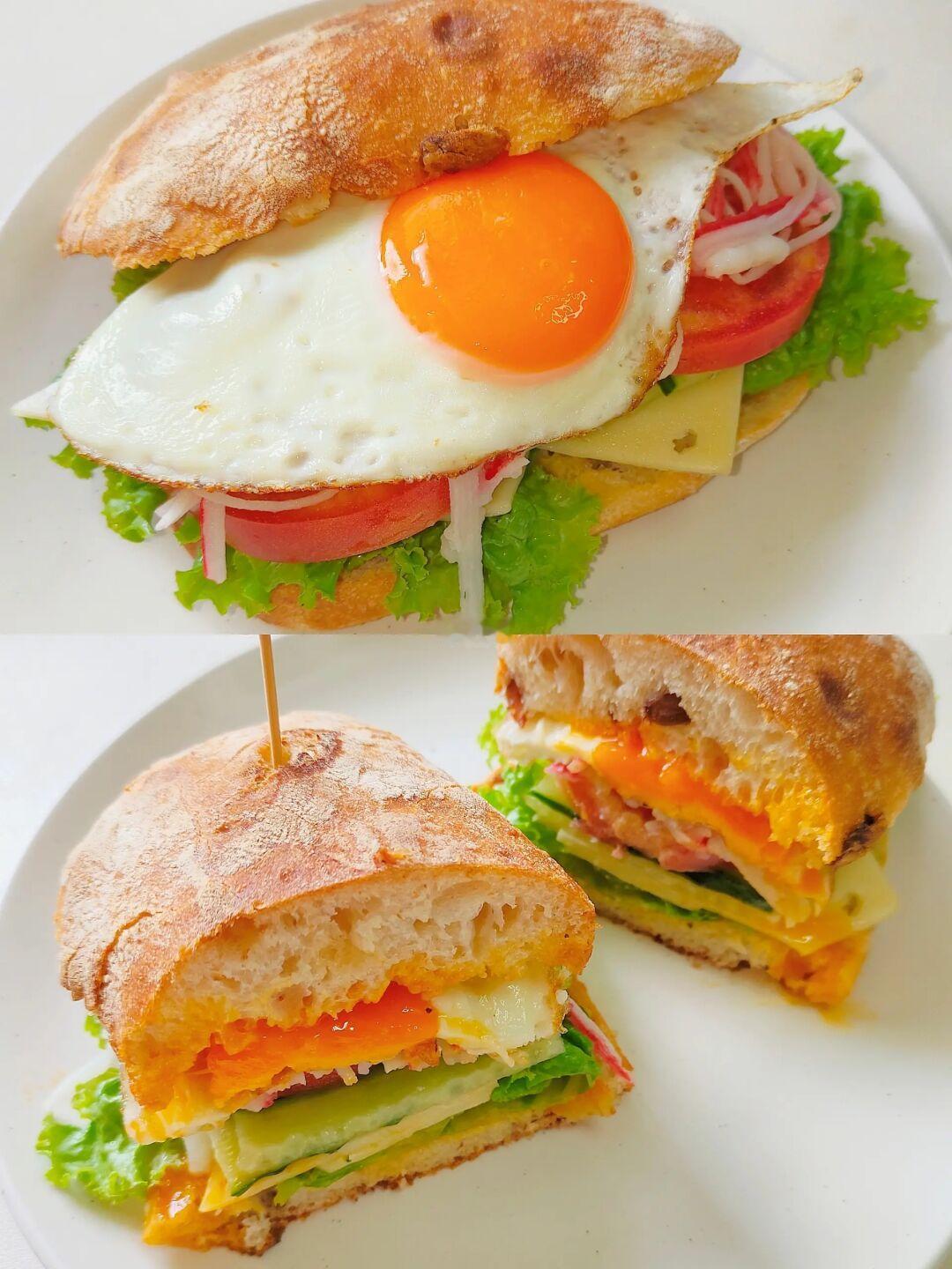 给妈妈做减脂餐D93|恰巴塔三明治🥪