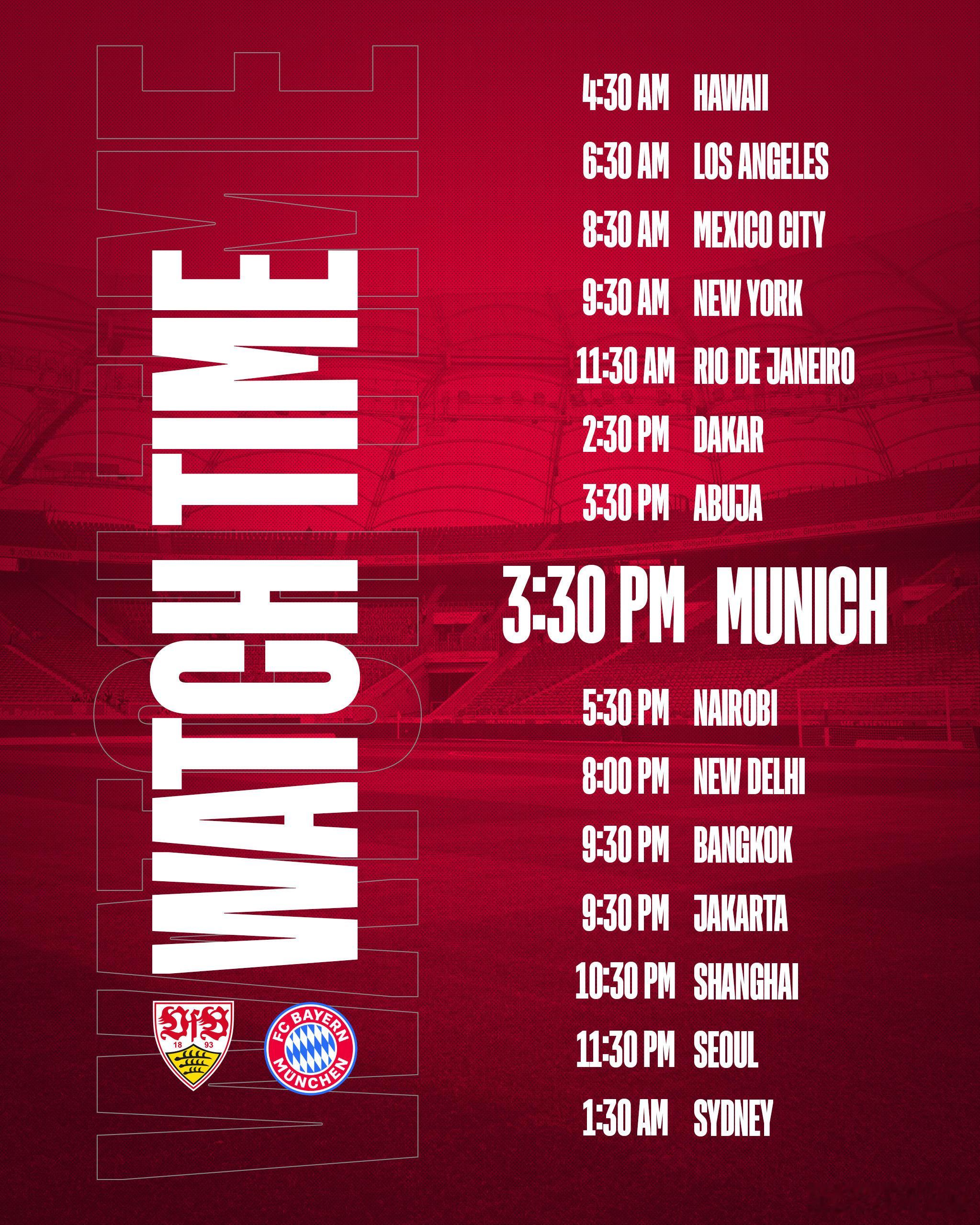 今晚的比赛时间，拜仁vs斯图加特！今年两队超级杯踢过一场，这一场会更加刺激，拜仁