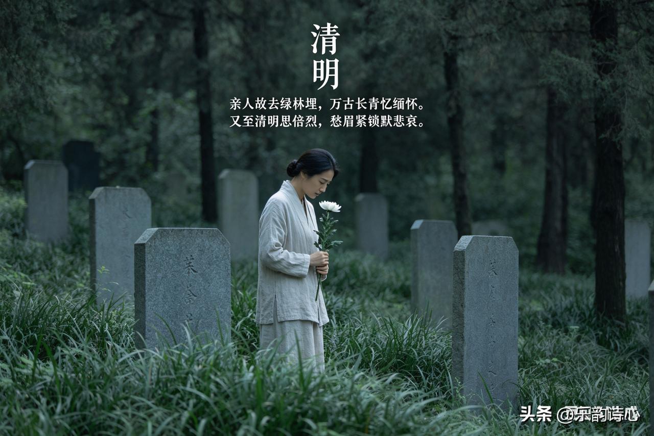 《清明》
亲人故去绿林埋，
万古长青忆缅怀。
又至清明思倍烈，
愁眉紧锁默悲哀。