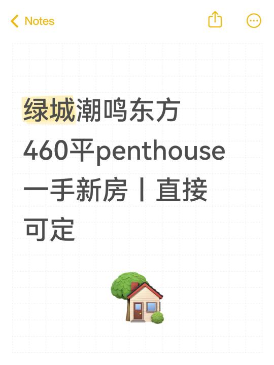 绿城潮鸣东方 460平penthouse 一手新房丨直接可定