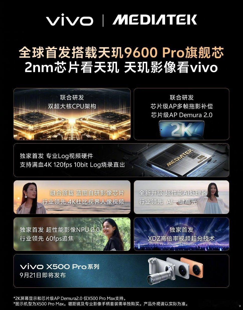 vivo X500 Pro系列 处理器官宣：全球首发搭载天玑9600 Pro双超
