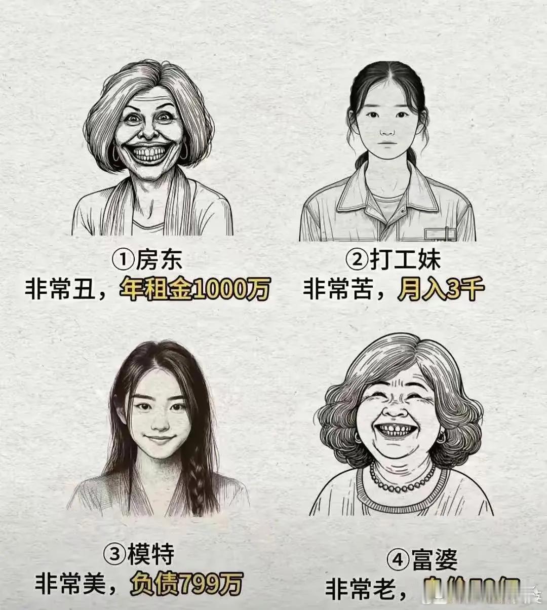 选一个做老婆，你们会选哪一个呢？我猜选二号的人最多[灵光一闪]