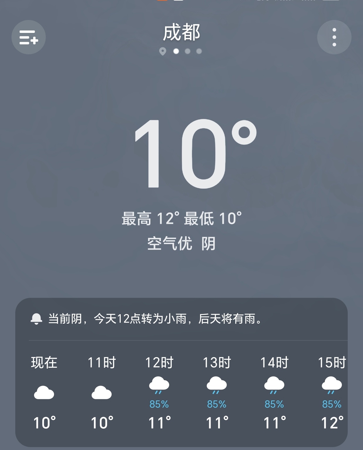 【早安成都】今天是3月14日，星期六，农历正月廿六，成都阴雨，10-12°C。周