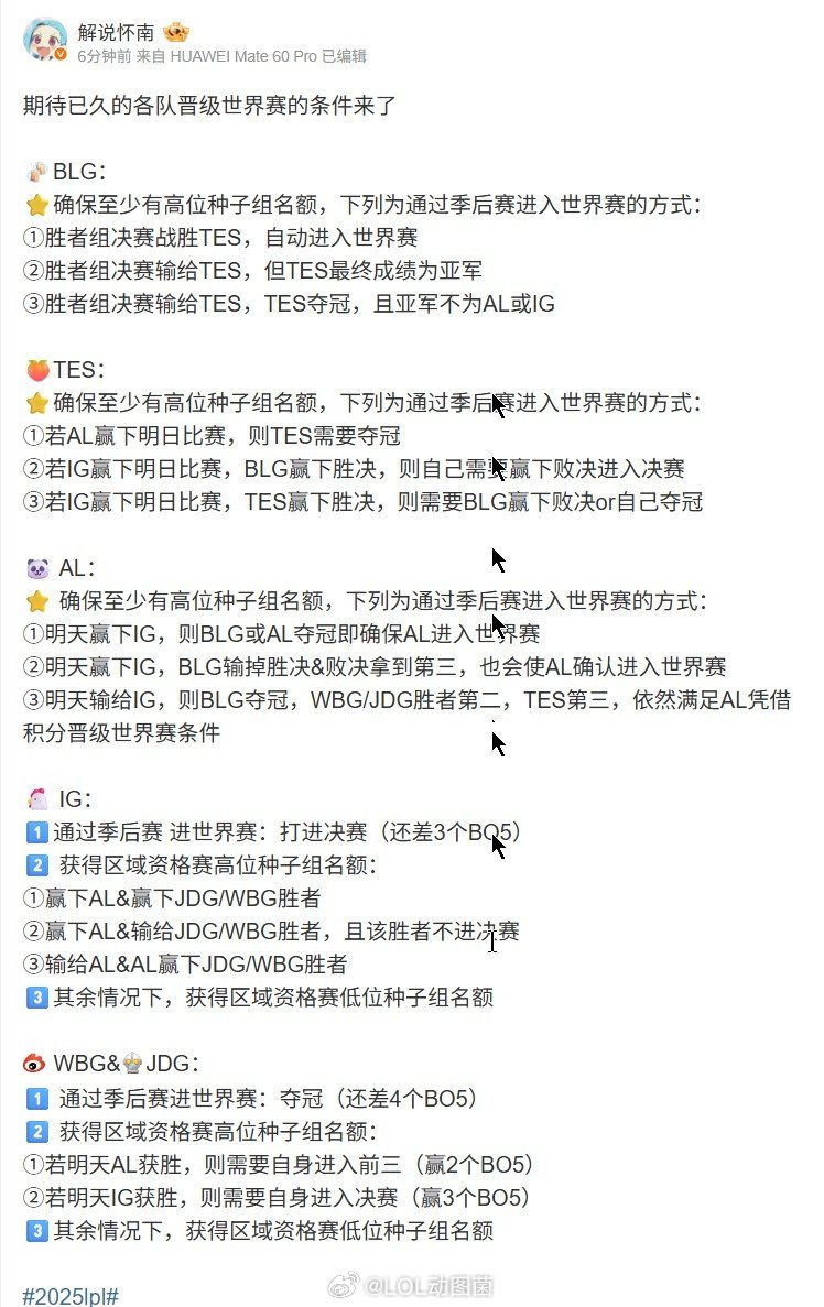 LPL各队进世界赛排列组合：BLG确保高位种子 只需胜TES即进S赛BLG还真不