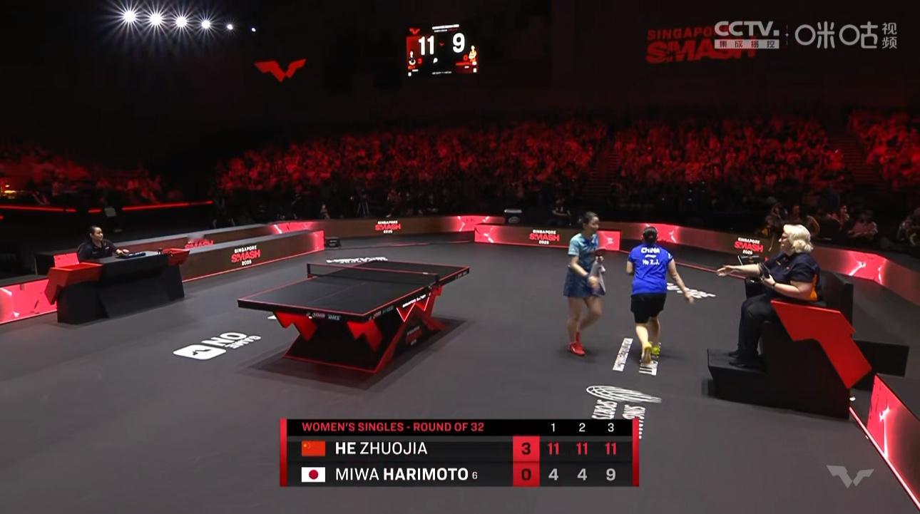 何卓佳3比0张本美和晋级WTT新加坡大满贯女单第三轮 