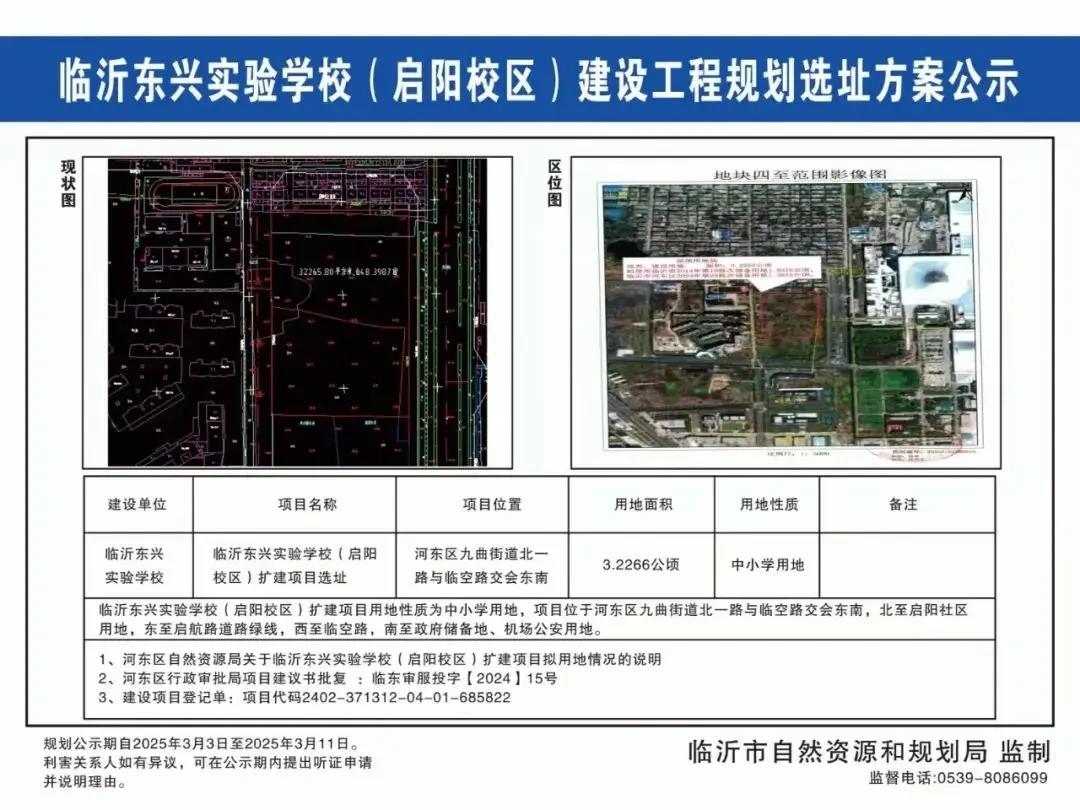 临沂东兴实验学校(启阳校区)扩建项目选址，以后乡镇中小学生源更少了。欢迎大家留言