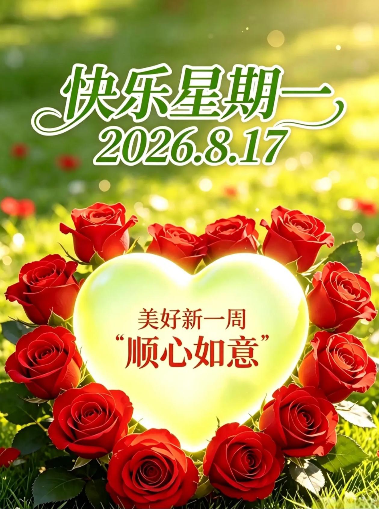 [福]2026./8月17日，周一早安，秋晨迎朝阳，心宽万事顺[福]
 
[微风