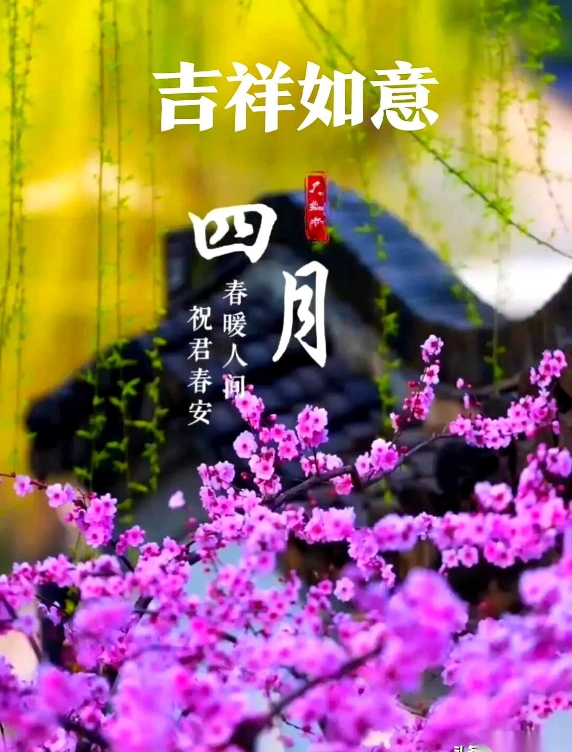 手机屏幕亮了，弹出来一条信息：“人间四月，繁花盛开，祝您财源滚滚，步步高升。”