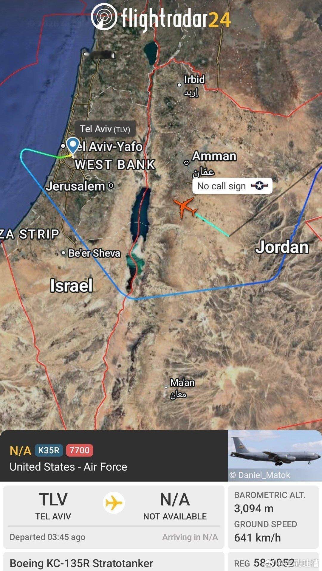 兄弟们，又出事了一架美国KC-135空中加油飞机在约旦上空发出紧急代码7700，