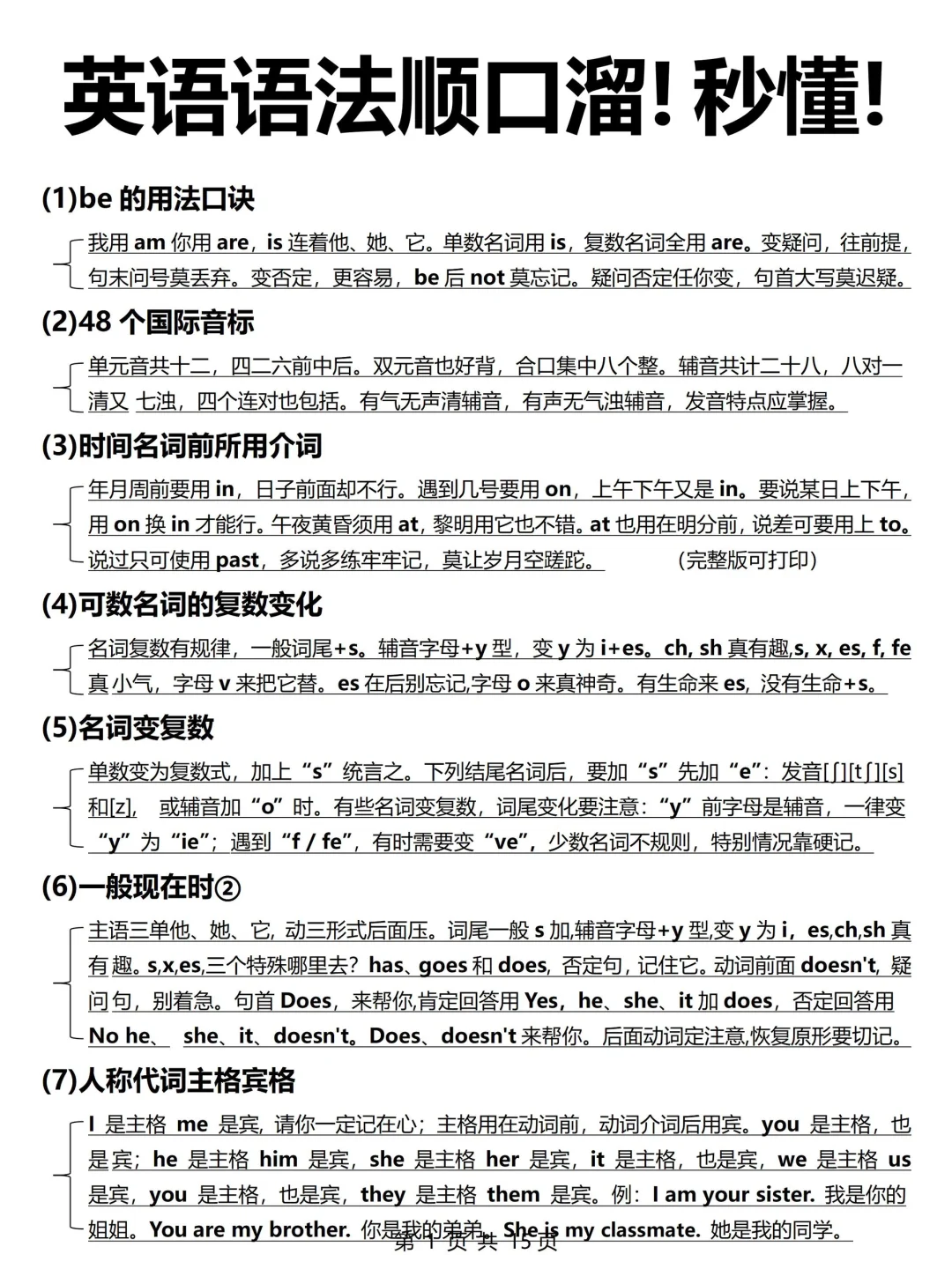 秒懂语法！基础差必背语法顺口溜！不看后悔！
