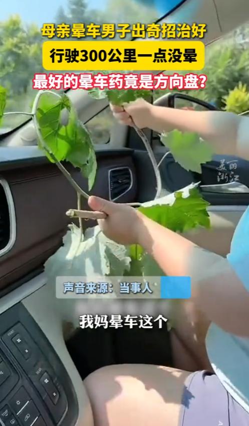 “人怎么能这么聪明！”8月10日，浙江，一男子的母亲晕车严重，为了让母亲舒服，男