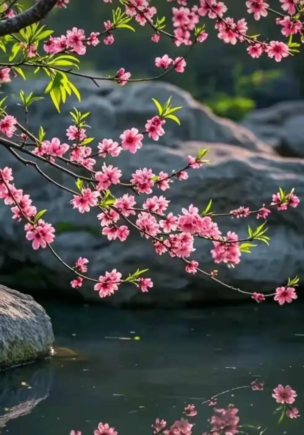 一夜风雨过后，花瓣簌簌而落，铺陈于地面，可是枝头仍然挺立着不少花朵，它们经风雨洗