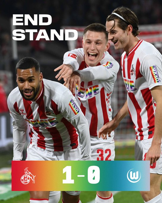 科隆主场1-0沃尔夫斯堡，迈纳第29分钟制胜，科隆取关键3分，狼堡连续不胜、保级