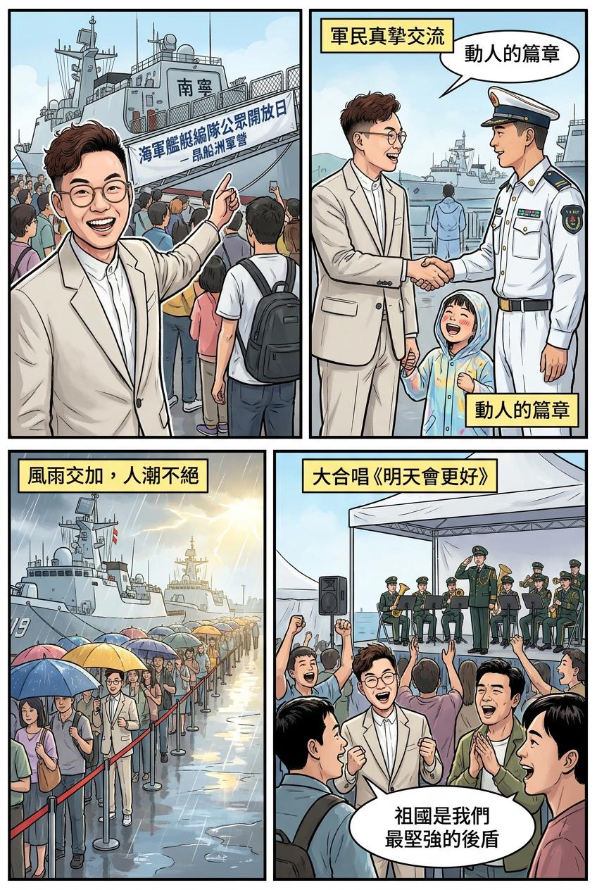 导弹驱逐舰南宁舰、导弹护卫舰衡阳舰组成的海军舰艇编队，昨日在驻港部队昂船洲军营举