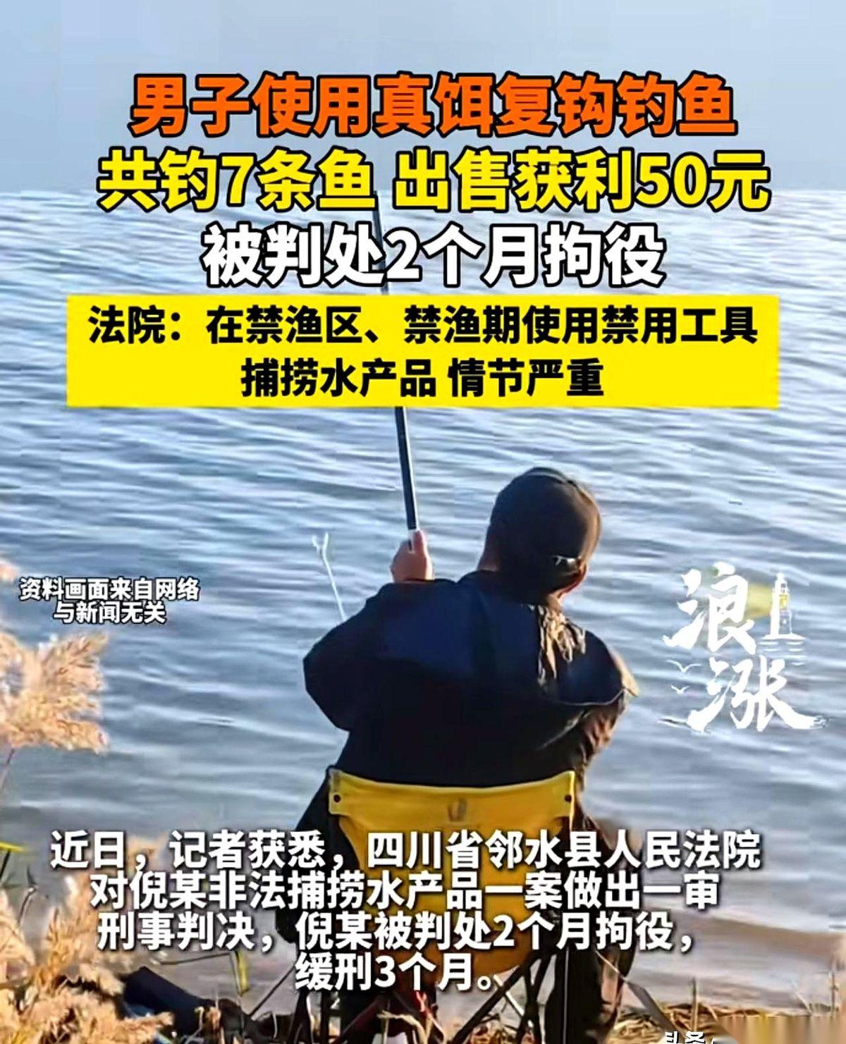 68岁老汉，就为那卖鱼的50块钱，当场被渔政人员逮个正着！一个月后，法院一纸判决
