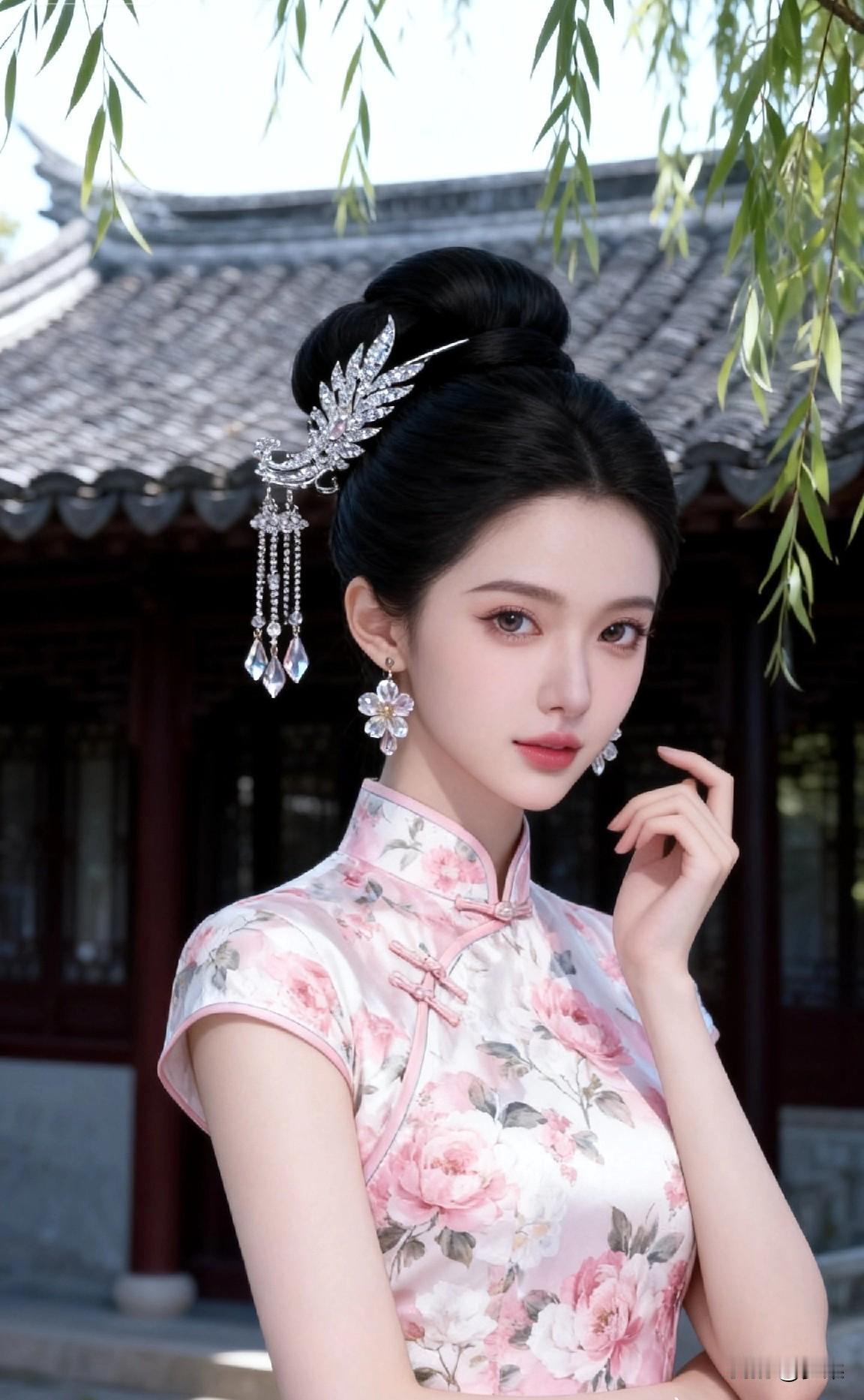 看看你的古风旗袍 新中式旗袍与凤冠，赴一场古典浪漫之约国风礼服旗袍 旗袍梦幻风