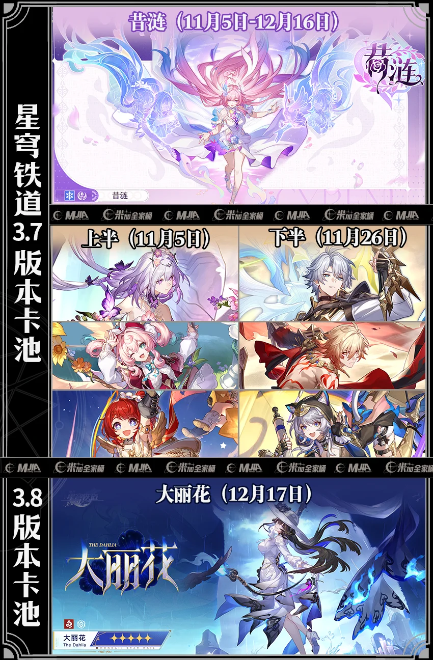 星铁3.7和3.8版本角色卡池图