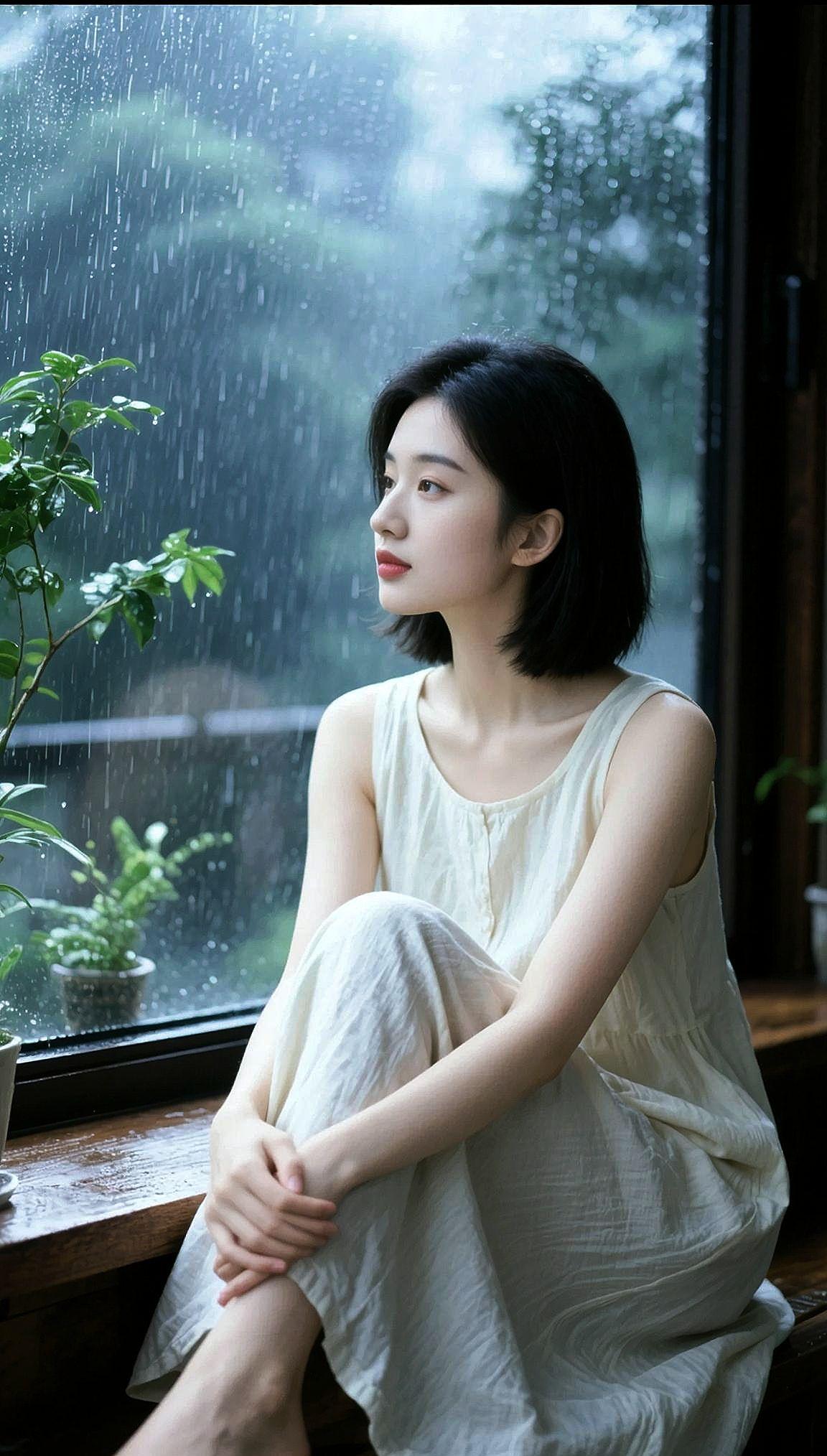 AI雨夜窗边氛围感 抖音ai创作