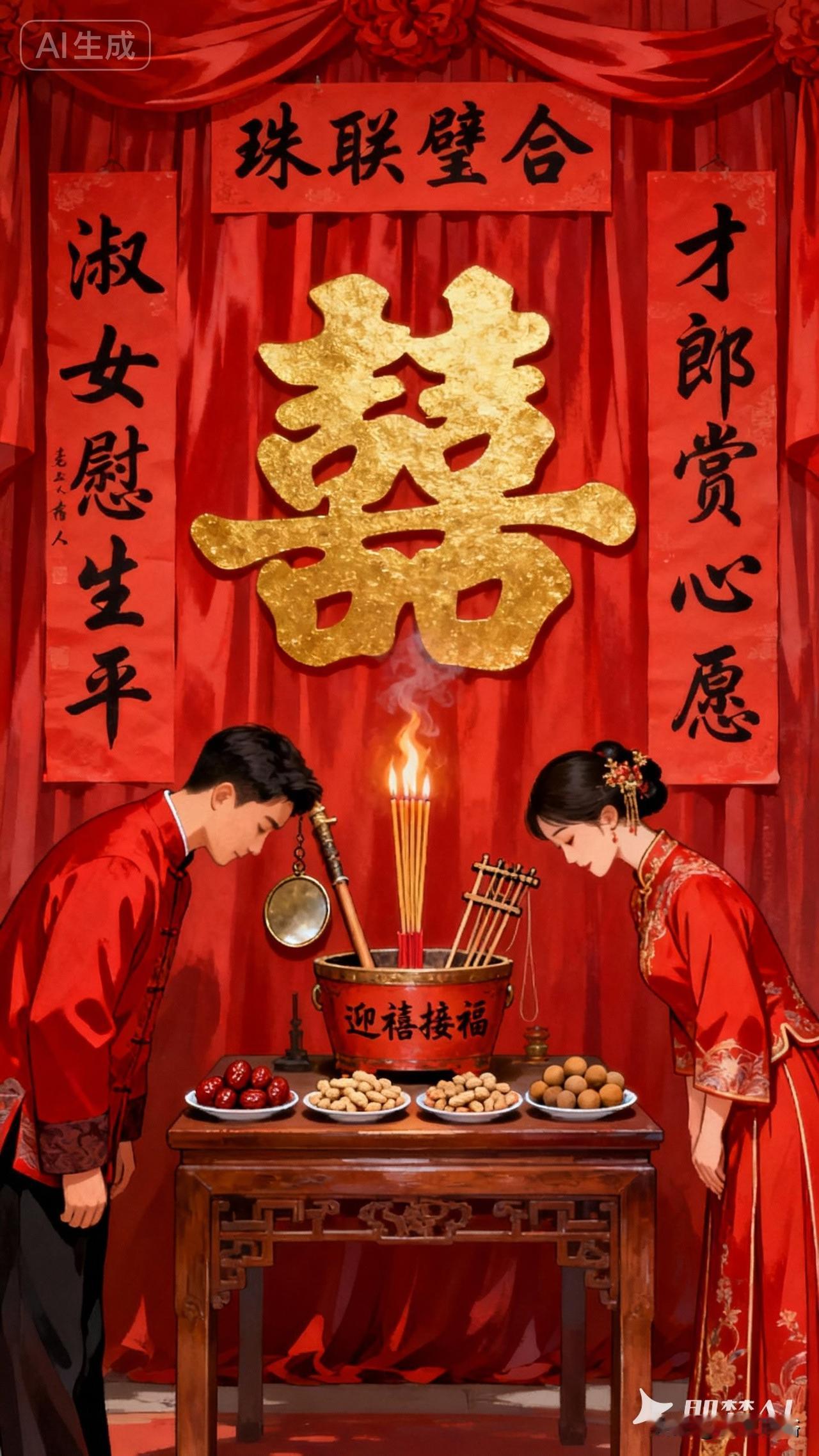 婚俗传家宝！一捧吉祥果，藏着“生贵子、福绵长”的千年祝福。
 
在中国传统婚俗里