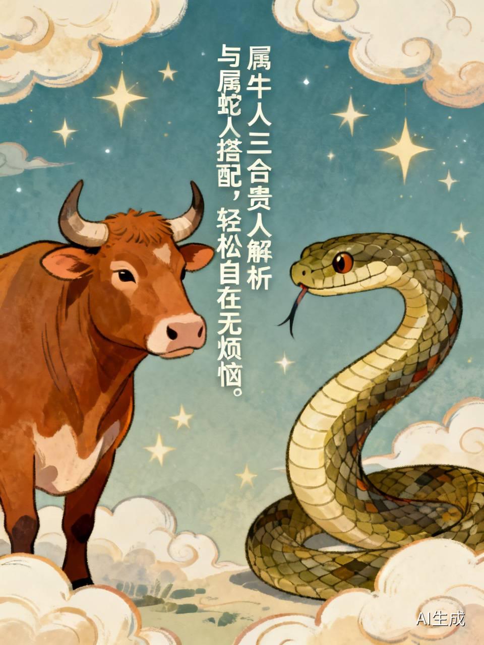 属牛人跟懂他的人在一起，那简直没烦恼和压力。尤其是三合贵人生肖蛇，简直是绝配。
