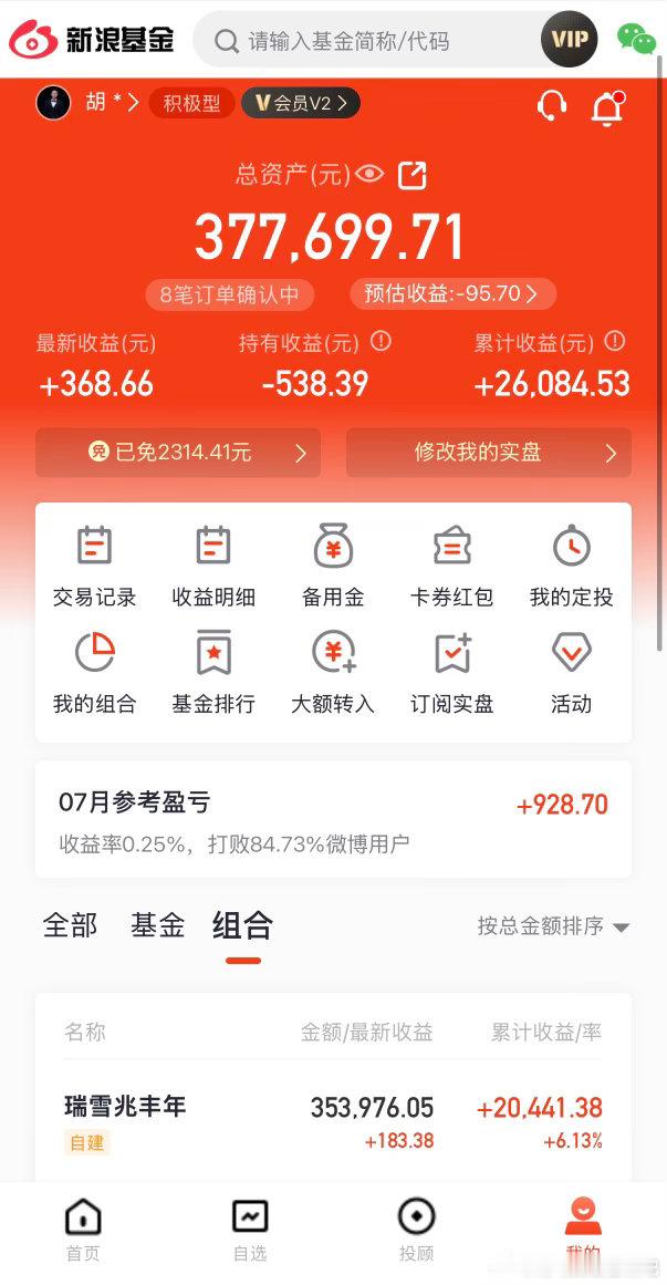 最近大盘跌了，但是我们定投的基金反而上涨了。特别是瑞雪兆丰年 ofzh14266