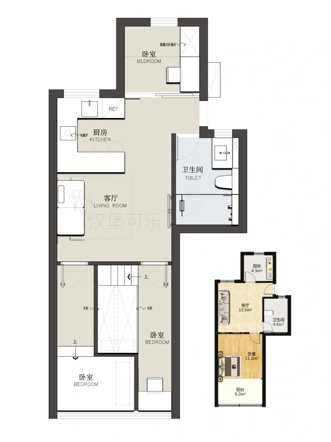 户型优化/一改三室满足一家四口居住