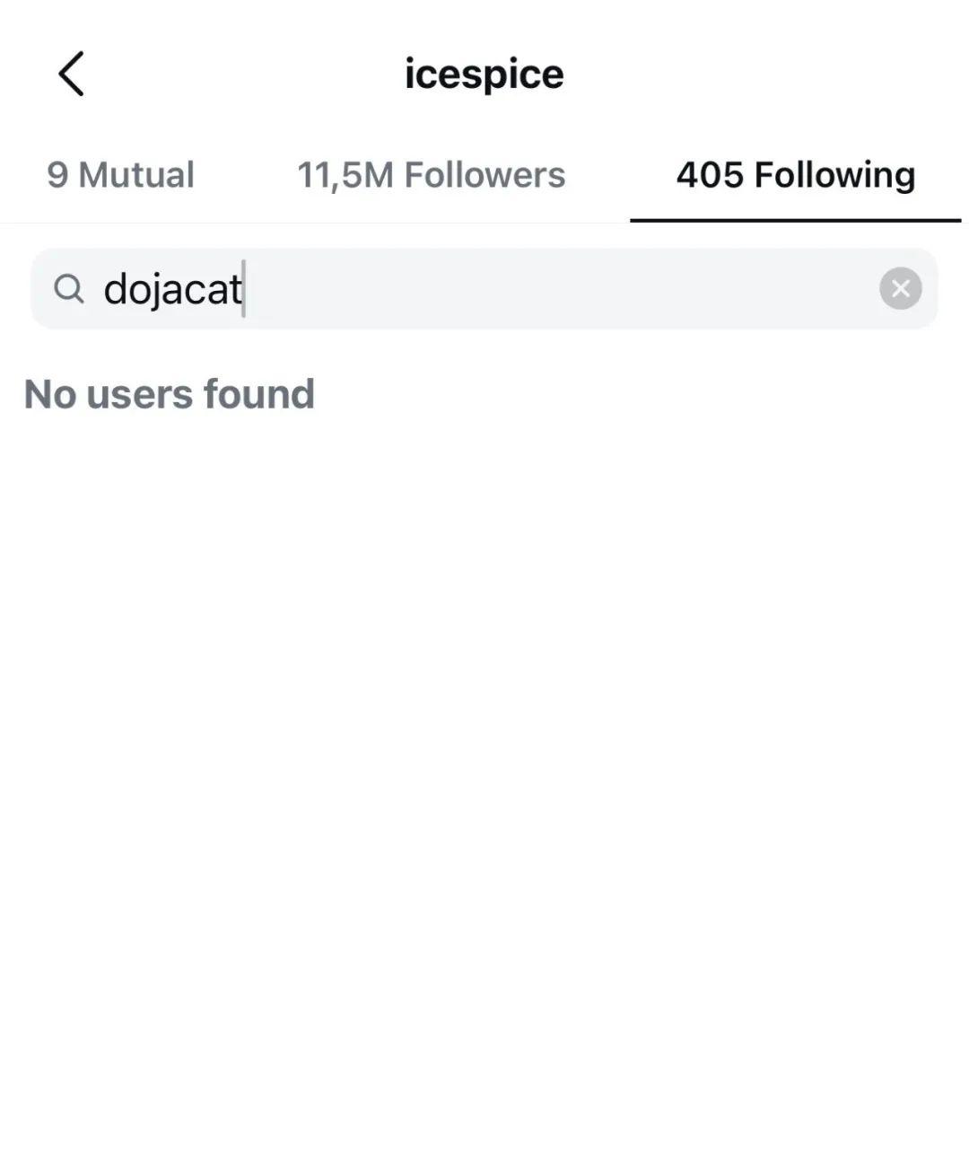 有细心的网友发现 Ice Spice 的 Instagram 关注列表中已经没有