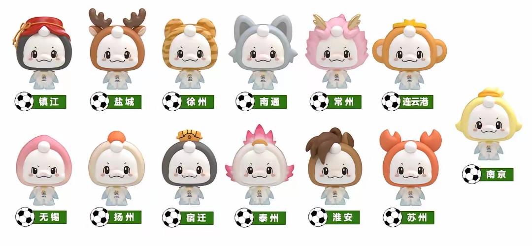 苏超的吉祥物出来了，大名叫“苏嘟嘟”，是江豚造型，很是可爱。十三太保家嘟嘟各有小
