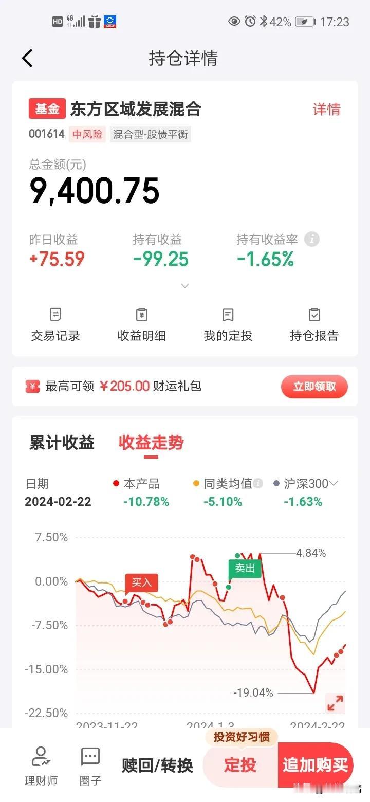 今天还是追涨了一把东方区域发展，用了京东3500减10元的红包，平时买都是100