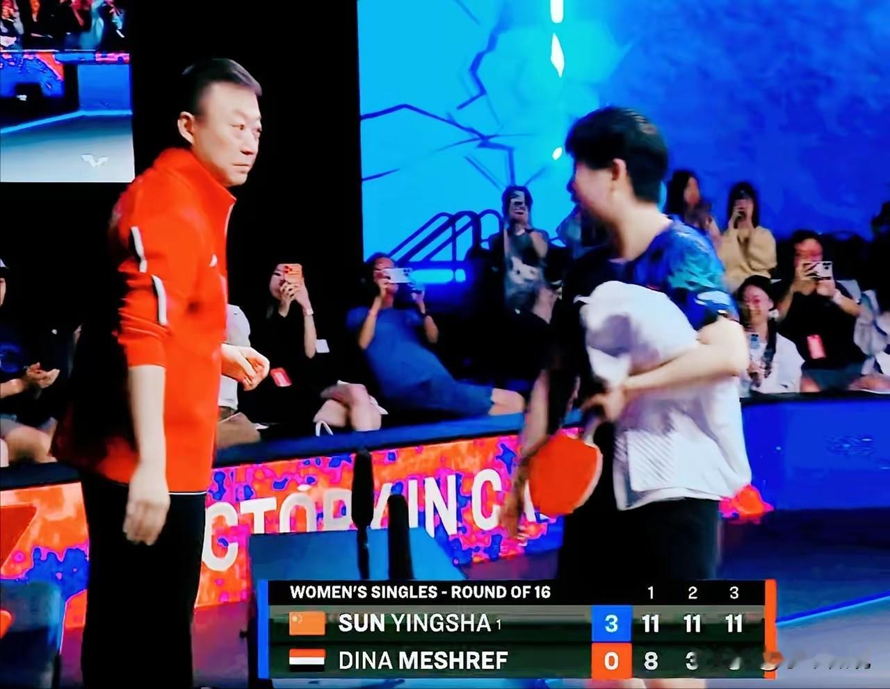 莎莎3-0拿下梅谢芙，大家看到马琳的表情了吗？
今天梅谢芙打的太强硬了，多拍相持