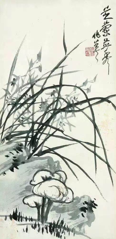 作者加速成长计划兰花图的经典之作，作品把兰花在杂草中出类拔萃的形象给具象化了，陪