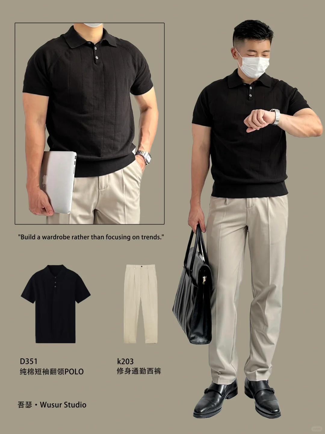 男生夏季POLO商务穿搭|轻熟通勤简约搭配✔