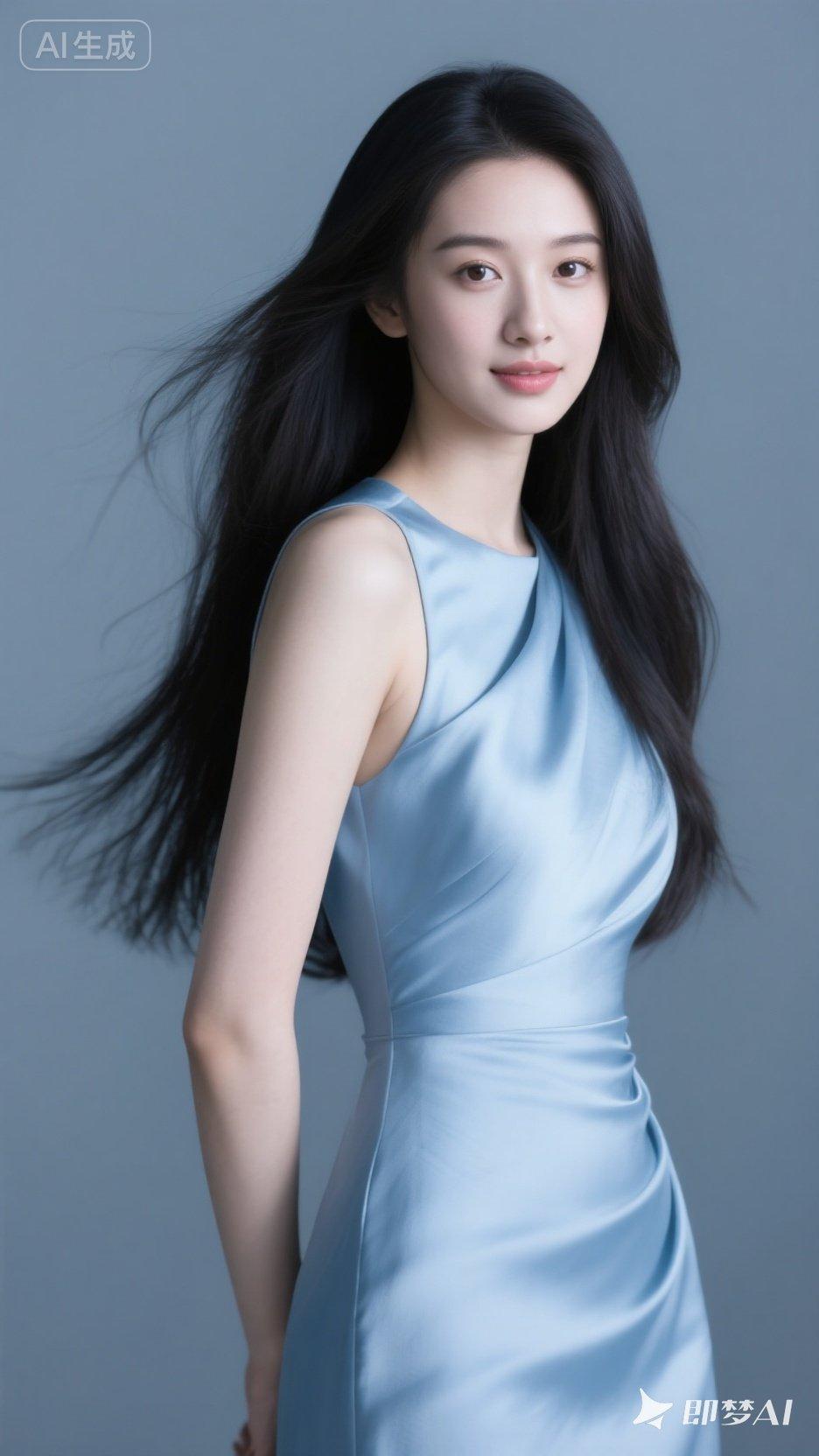 优雅蓝裙，气质女神，尽显迷人魅力！💙✨