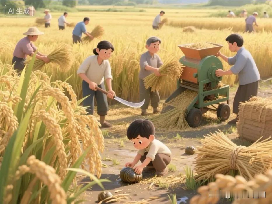 家里是南方山区，
稻田是小块梯田
大部分靠人工
今年种了一亩田的稻谷
现在到了收