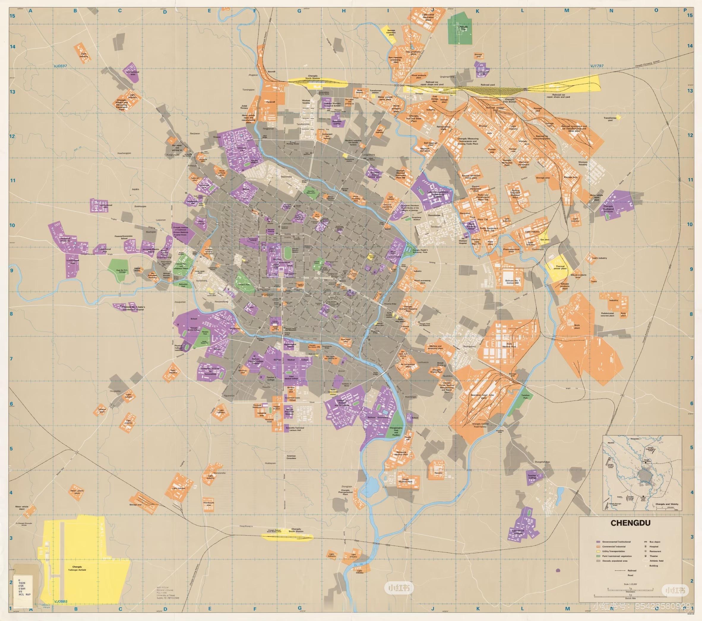 89年美军绘制的成都地图 