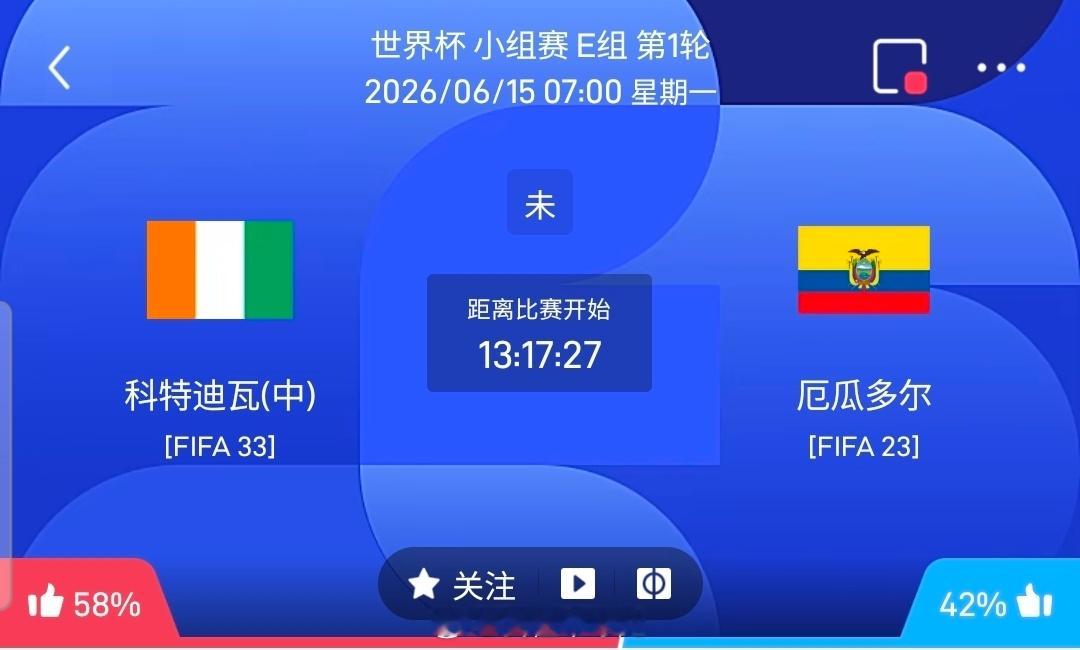 【足球】周日011世界杯方向：科特迪瓦vs厄瓜多尔世界杯：科特迪瓦VS厄瓜多尔时