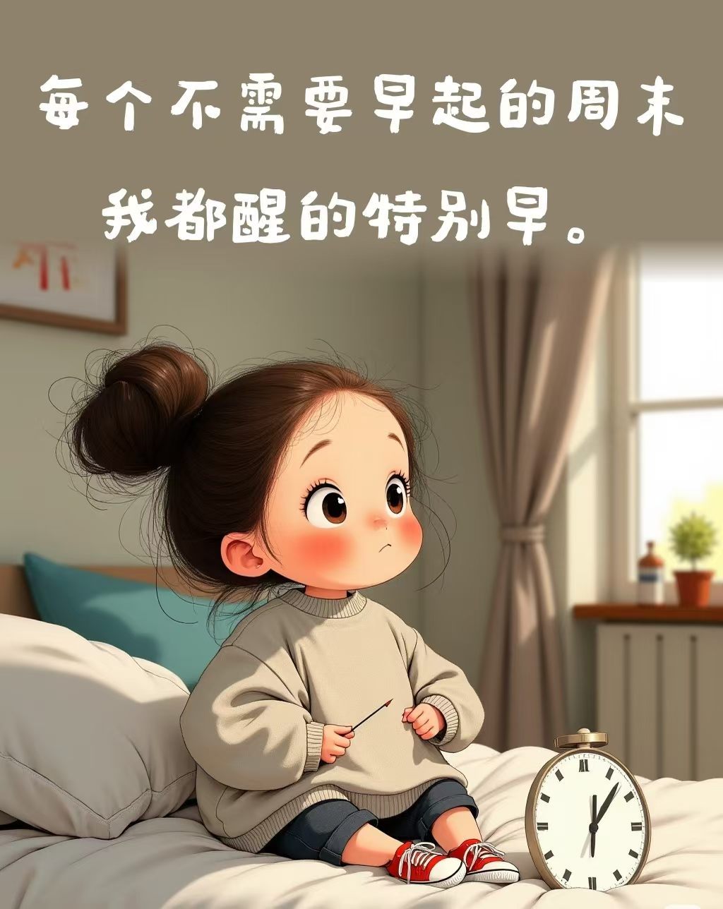 平常上班早上起床困得要死今天周六终于可以睡个懒觉结果不到七点就醒了最近很火的一句