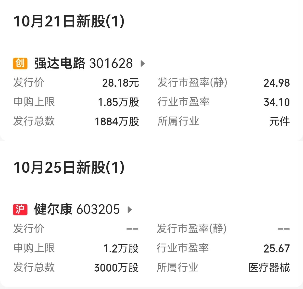 【下周市场有2只新股发行】

        下周（10月21日-10月25日）