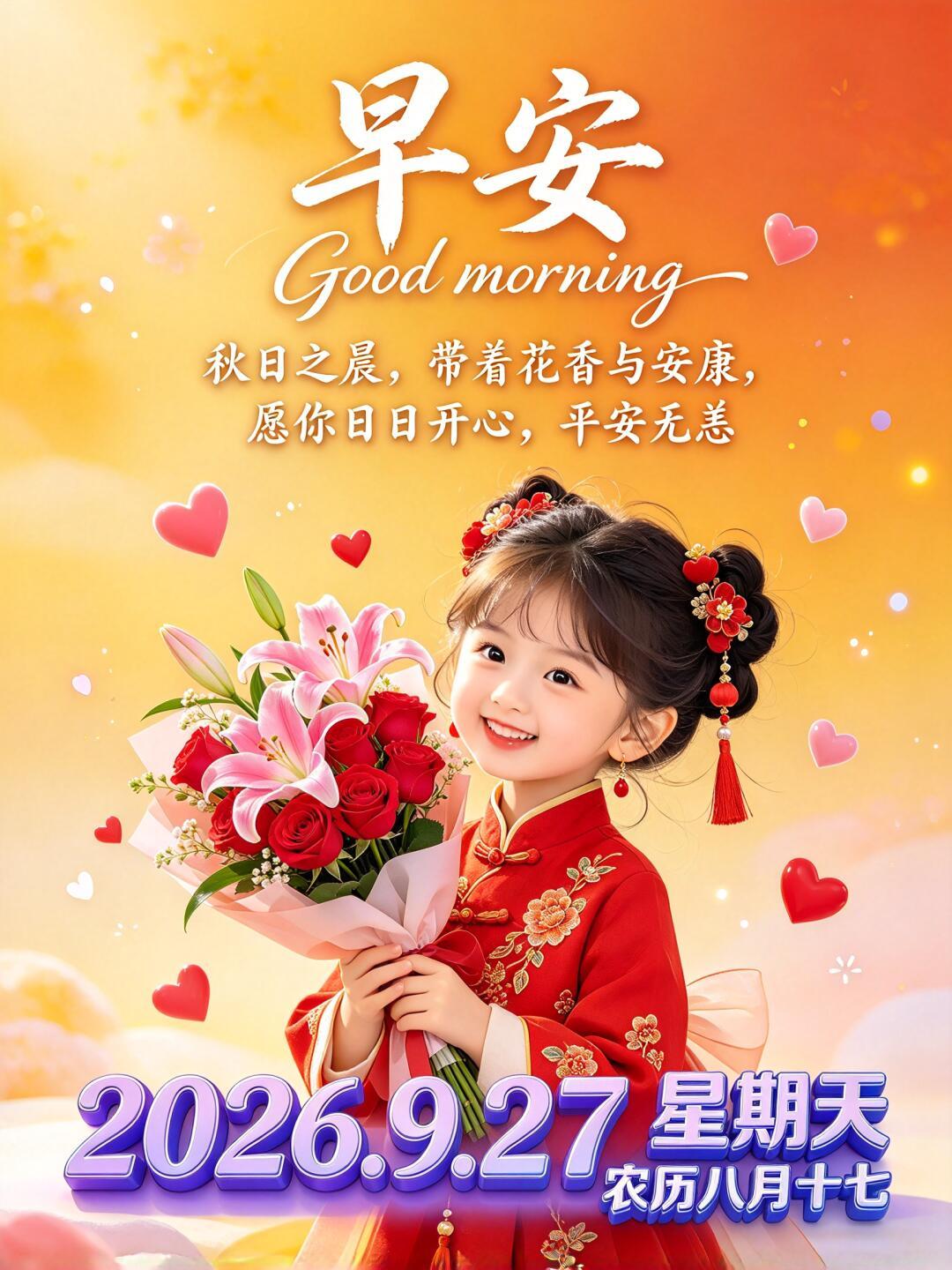 2026.9.27周日早安祝福图片壁纸拿图吱一声噢～ 
