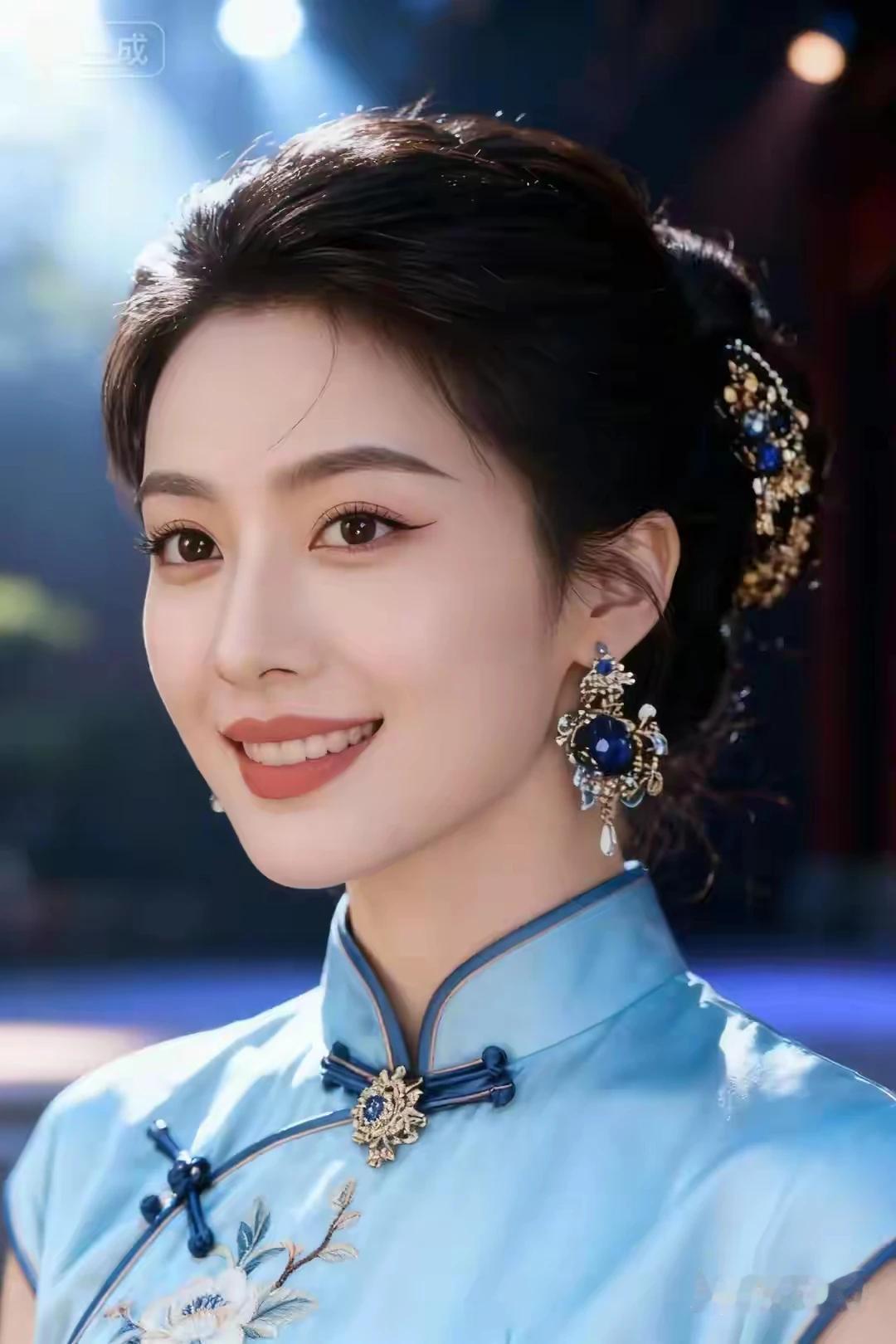 眉翘如珀，唇染暖红
月光青瓷，温婉明丽
花容月貌，绝代佳人
气质如兰，国色天姿