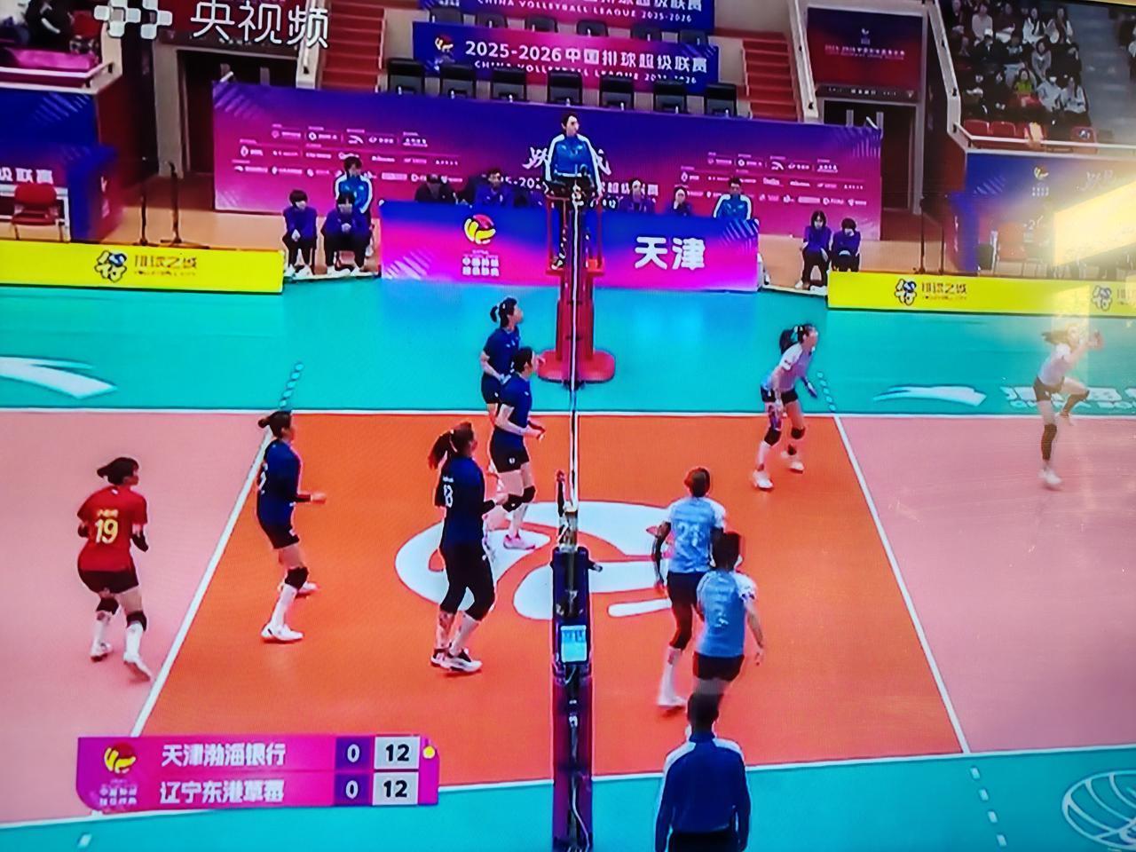 女排排超联赛第十三轮，天津女排对阵辽宁女排，天津女排首发阵容是：娜塔莉娅，马丁，