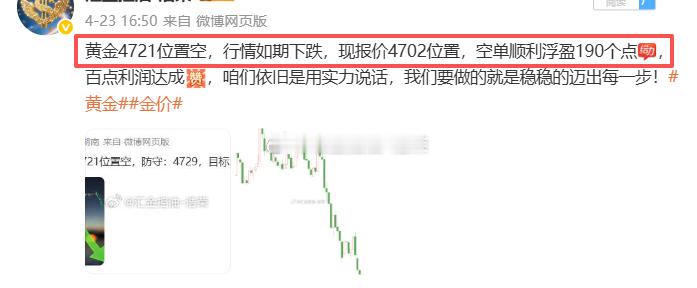 2026.4.23日周四操作记录总结！黄金4702位置多，在4715位置多单止盈