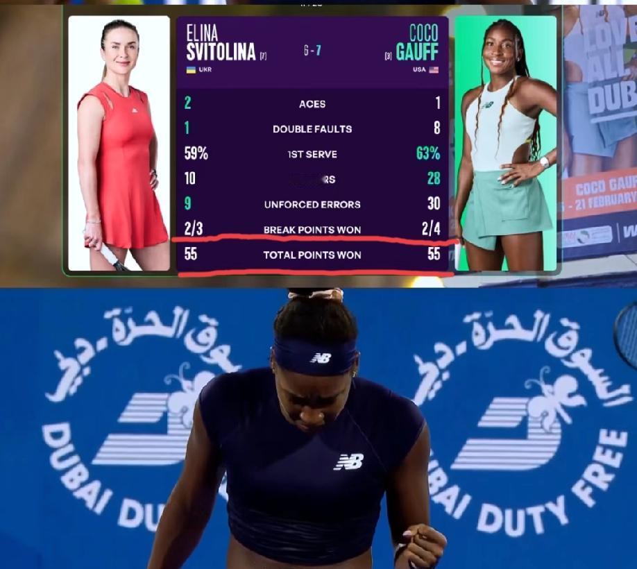 高芙vs斯维托丽娜的第二盘抢七打到了15:13，比赛焦灼程度可见一斑。
赛后的技