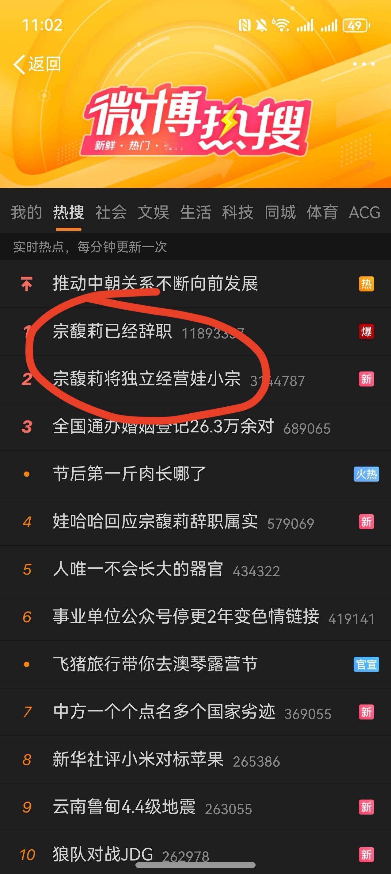 第一条热搜是辞职，第二条热搜是经营自有品牌，所以要单干？