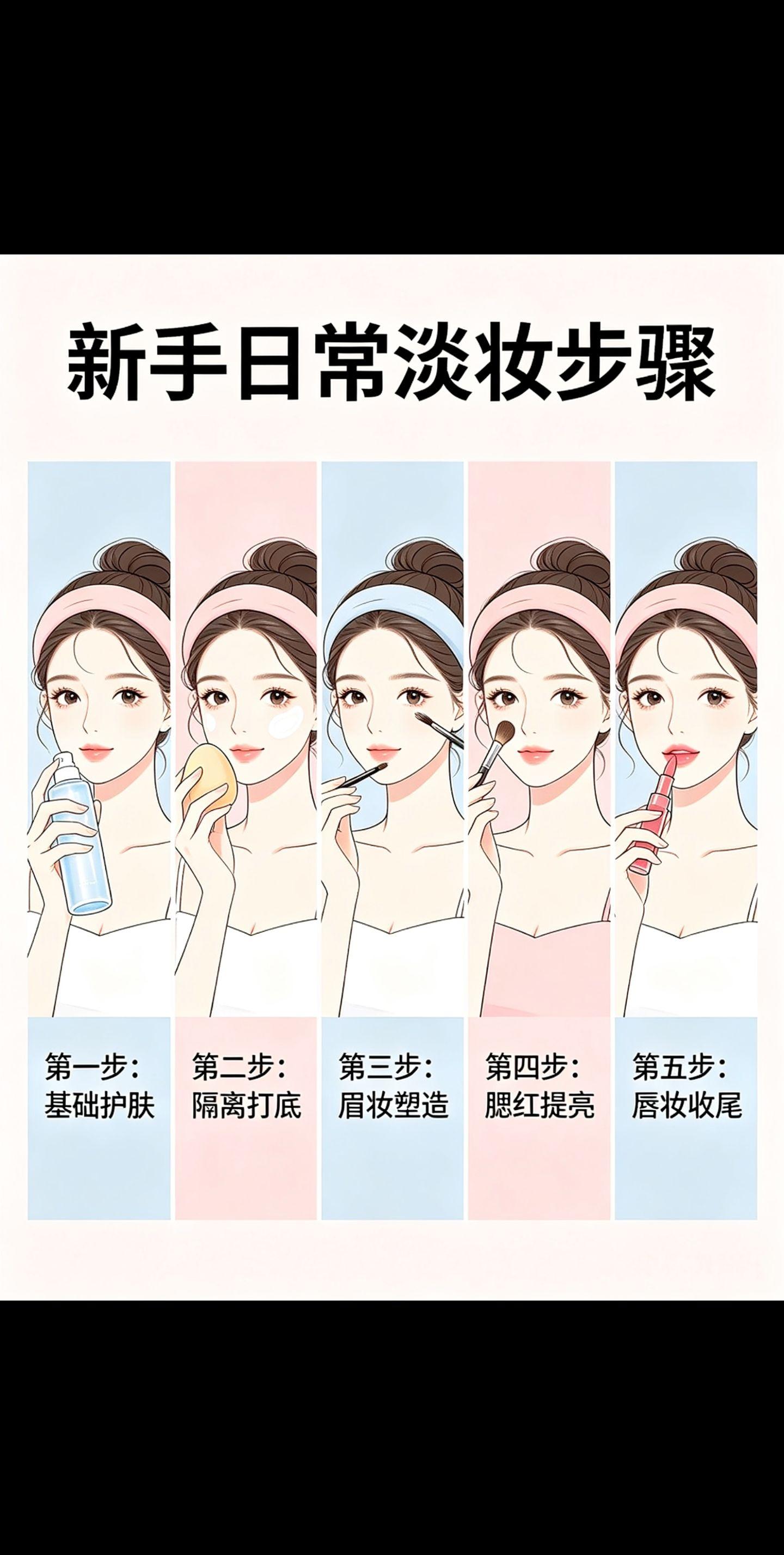 0基础也能会的淡妆步骤！给新手姐妹整理的懒人淡妆步骤来啦！ 再也不用对...