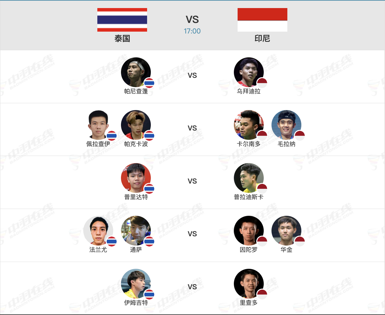 2026亚洲羽毛球团体锦标赛 4号场地17点【男团1/4赛：泰国🇹🇭 vs 