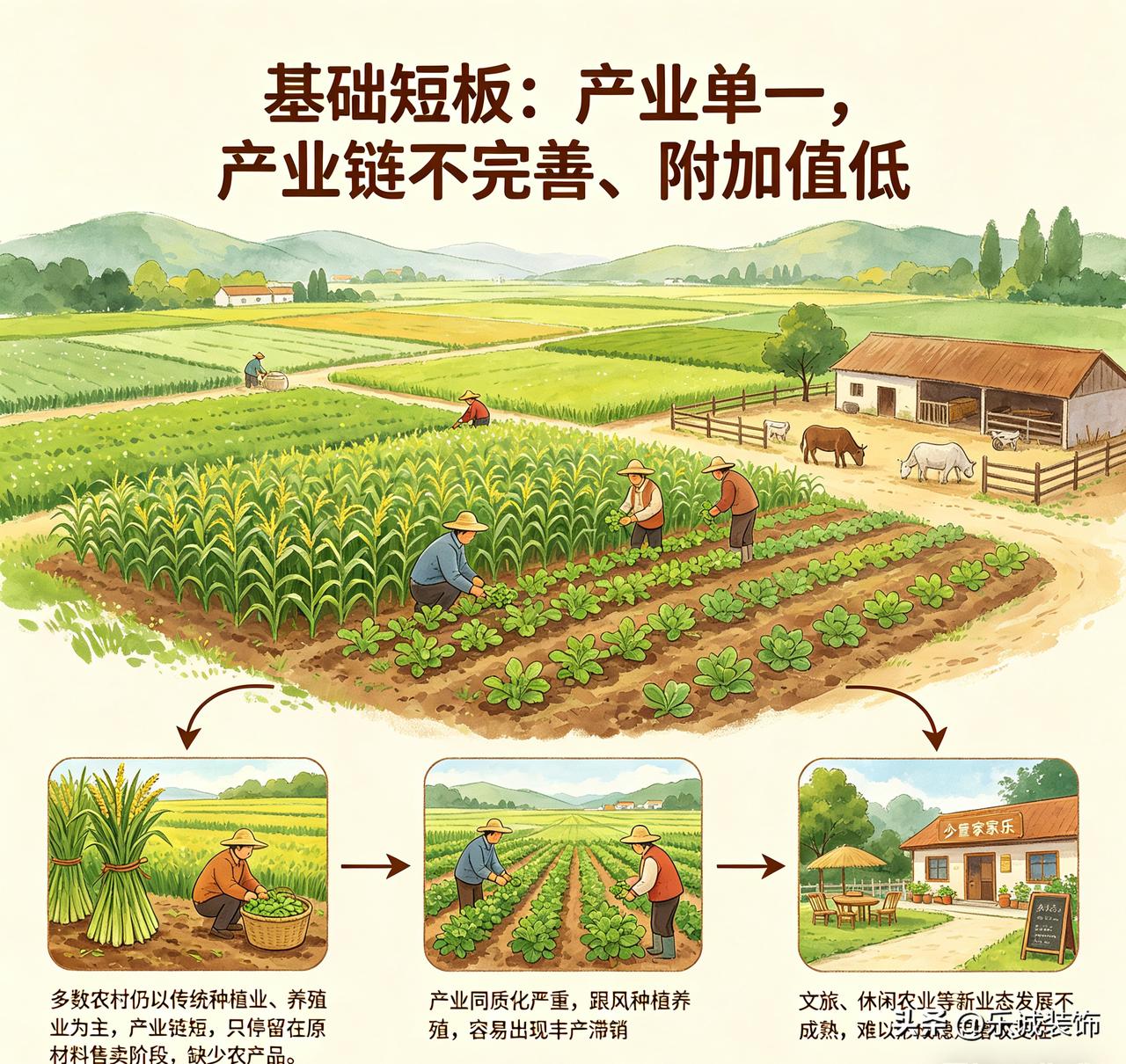 你觉得农村发展最欠缺的是什么呢?
个人认为农村发展不是缺单一资源，而是人才、产业