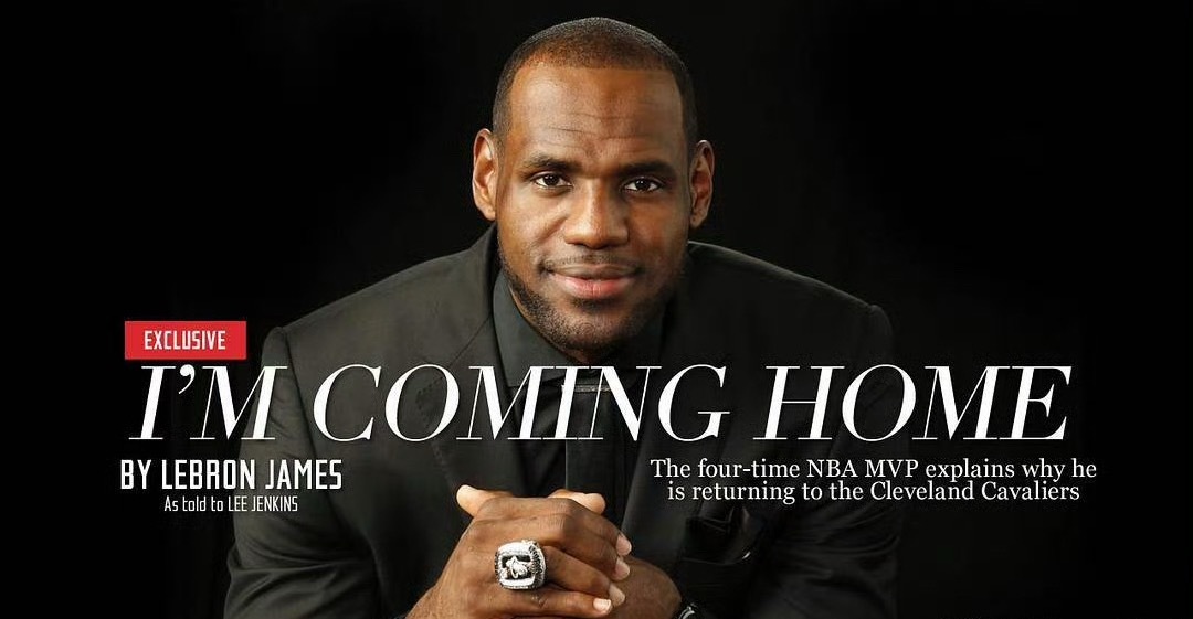 NBA历史上的今天I’m coming home！2014年的今天，詹姆斯宣布重